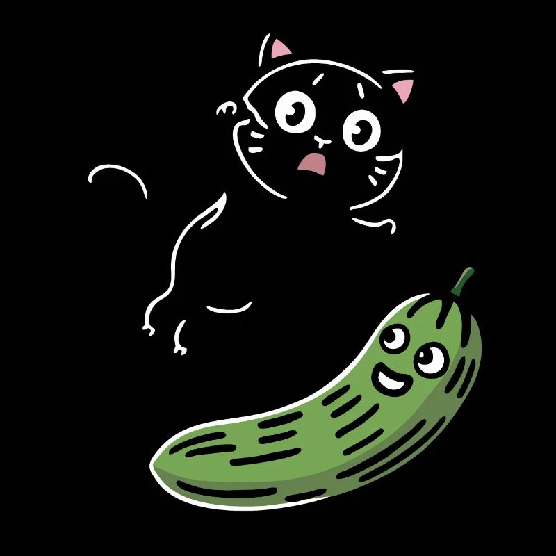 Chat effrayé et concombre