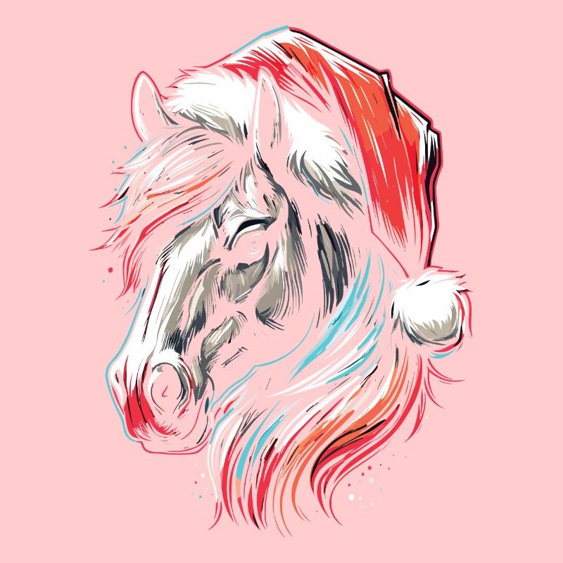 Tête de cheval avec chapeau de père Noël
