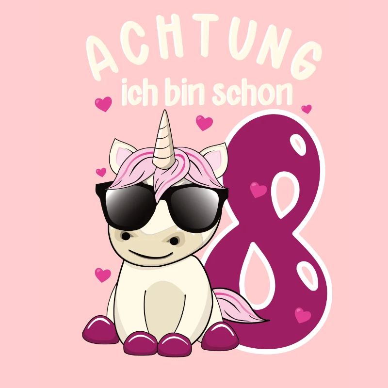 Kinder Geburtstag 8 Jahre Einhorn Mädchen T-shirt