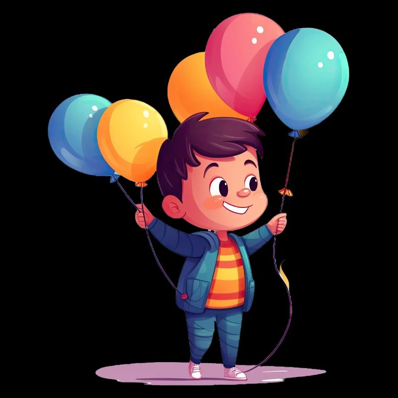 Fröhliches Kind mit bunten Luftballons