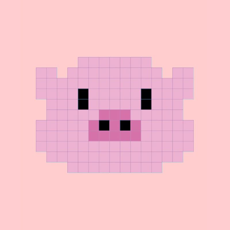 Pixelated pig head