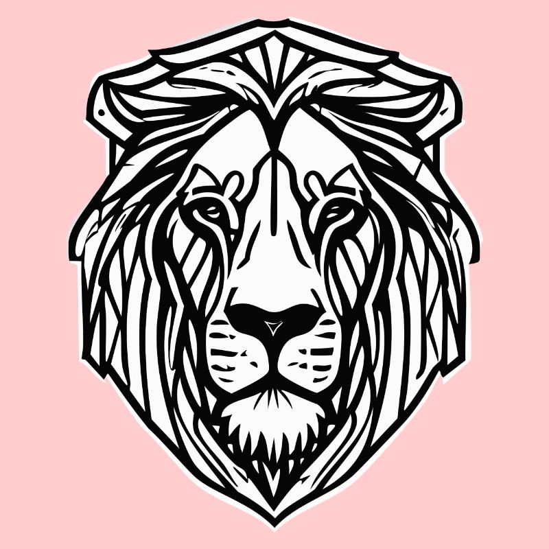 Black & White Geometric Lion