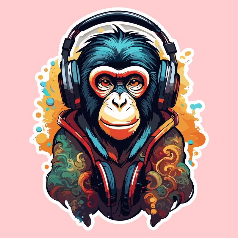 Kopfhörer / Audio / Musik / Tier / Affe / cool