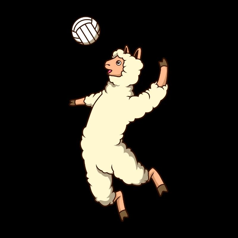 Comic Lama plays volleyball
