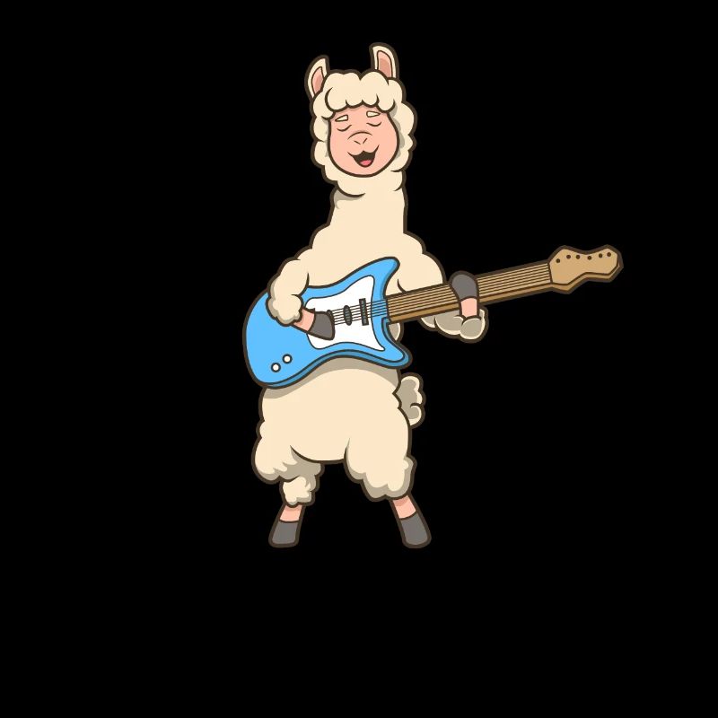Comic Lama joue de la guitare électrique