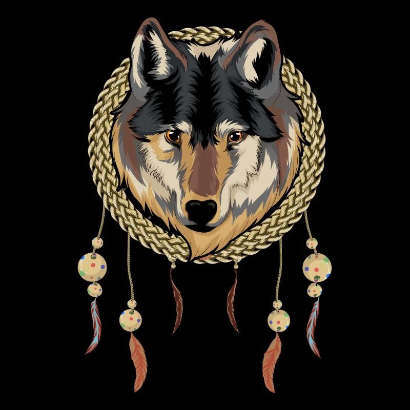 Indianer Boho Style Geschenk Wolf Traumfänger
