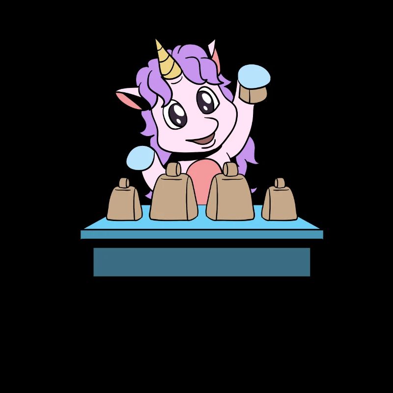 Comic Einhorn spielt Kuhglocken