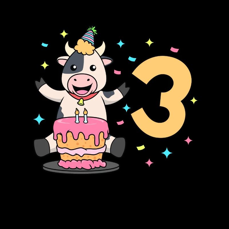Mit Kuh - Kinder Geburtstag 3 Jahre