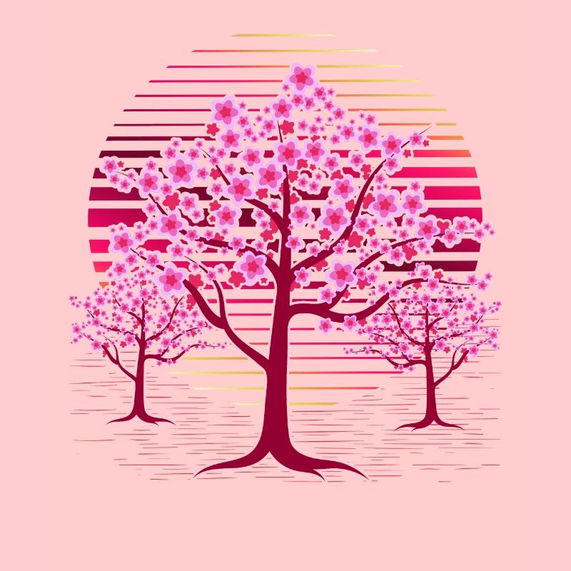 Cherry Blossom Tree Gift Retro Japanese Sakura