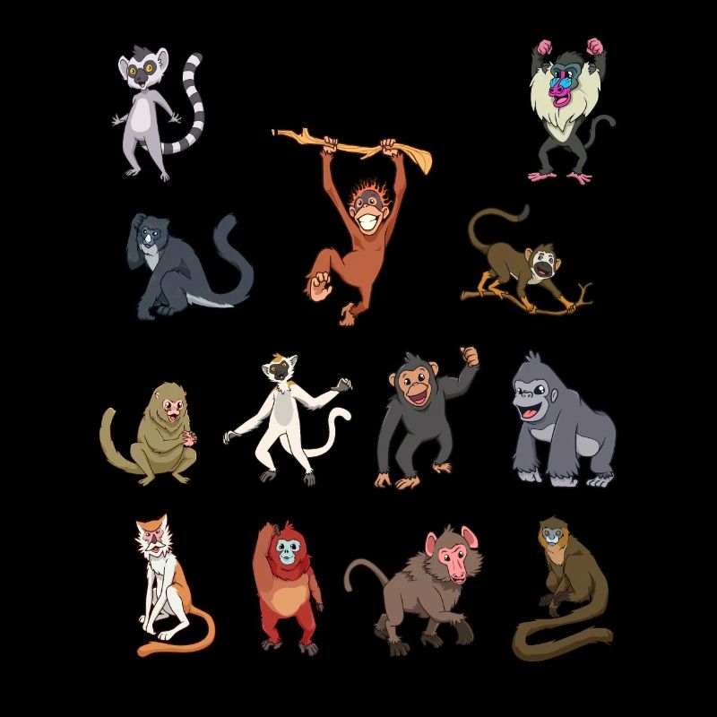 Différents singes - Types de primates