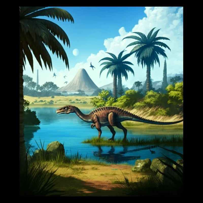 Dinosaurier Palmen See Geschenk