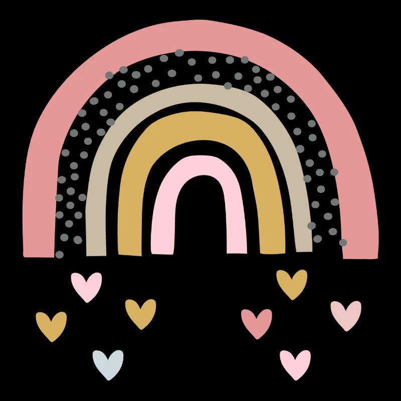 Rainbow with raindrops as a heart shape