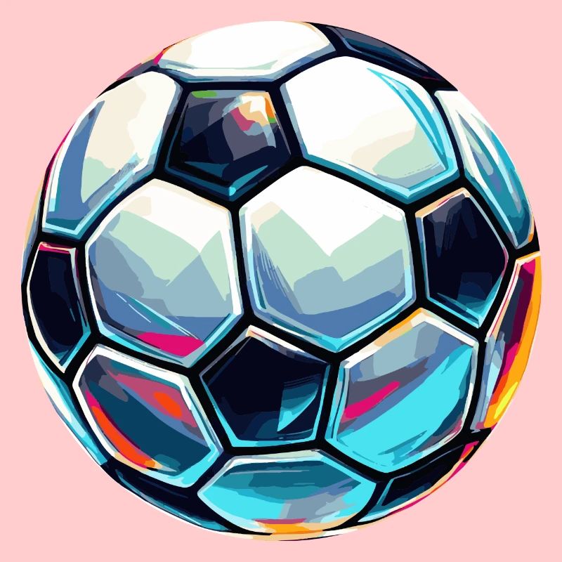 Bunt schimmernder Fußball mit Lichtreflexe