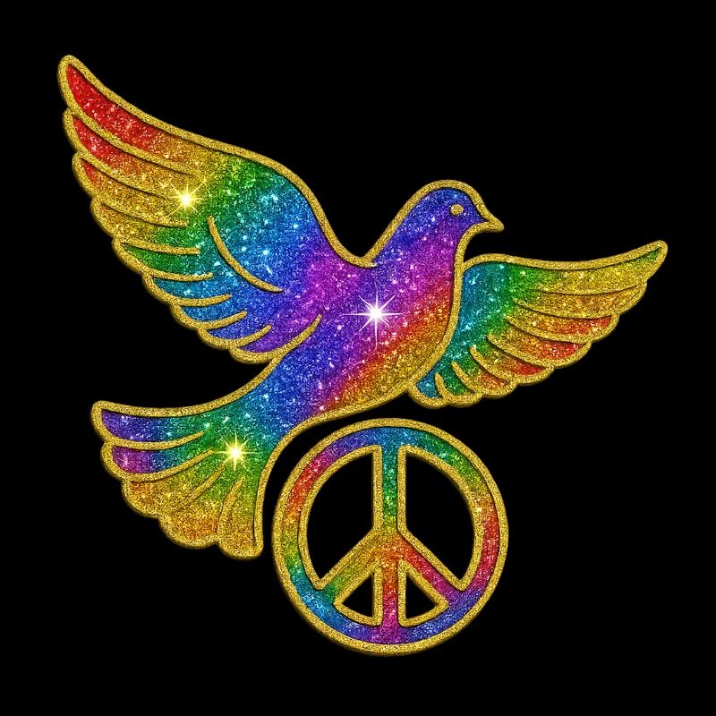 Regenbogen Friedenstaube mit Friedenszeichen