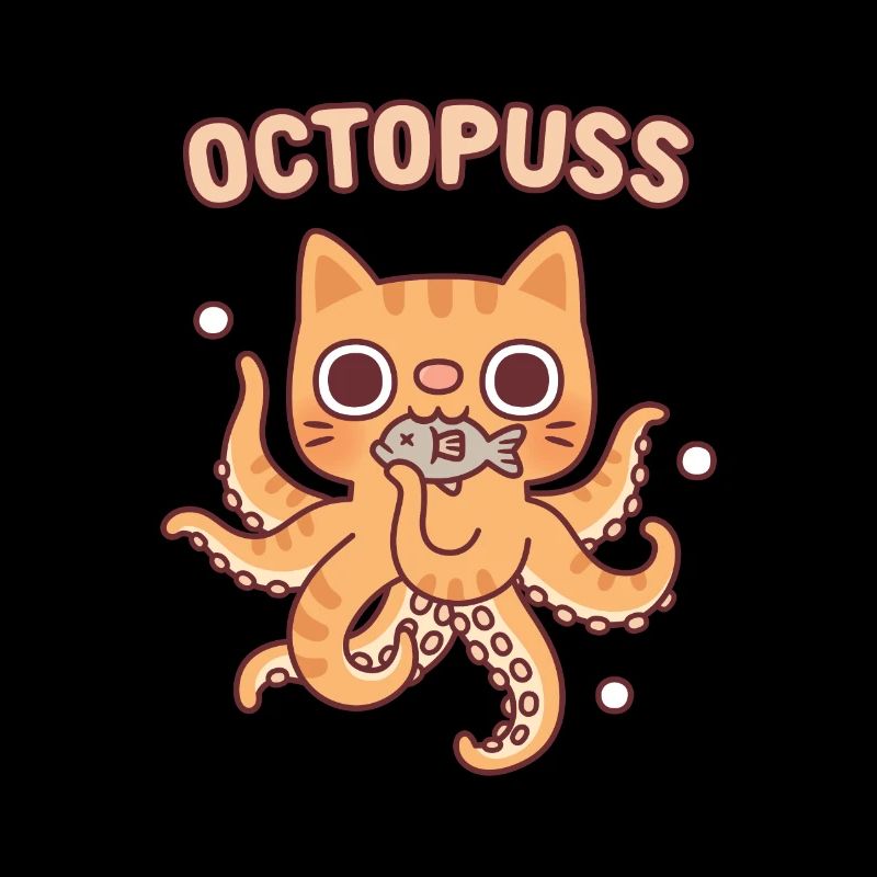 Cute Octopus Tabby Cat Octopuss Pun Funny