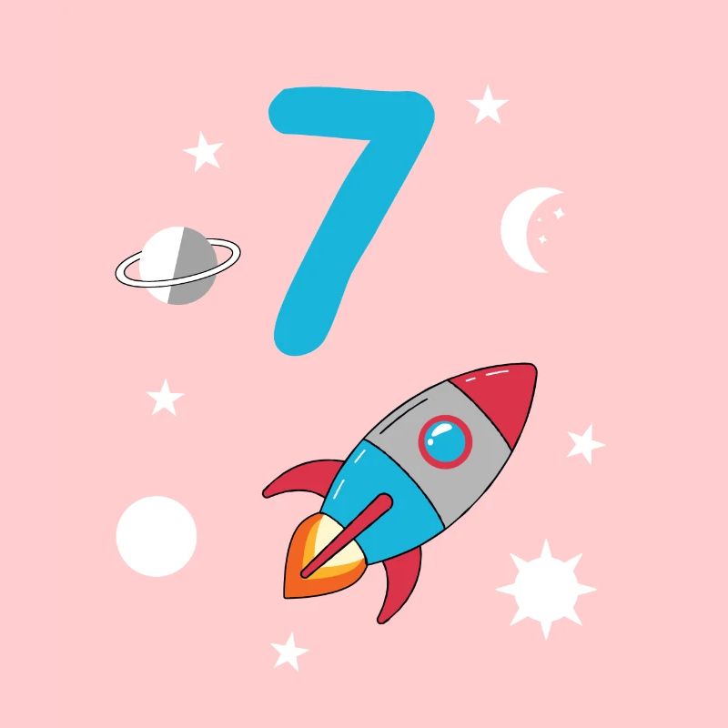 Fusée et espace pour le 7e anniversaire