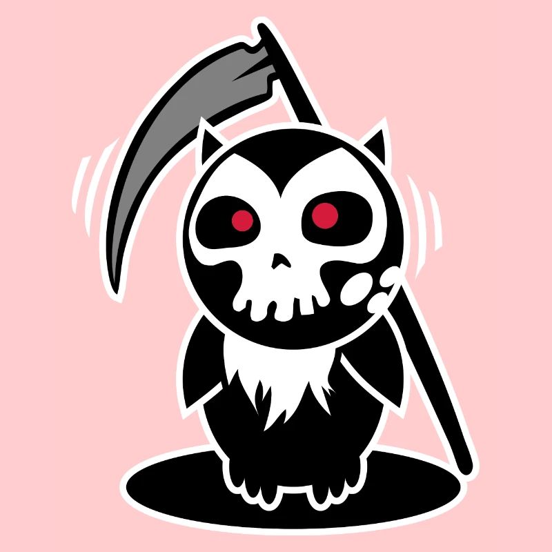 Hubert die Karneval-Eule: als Sensenmann