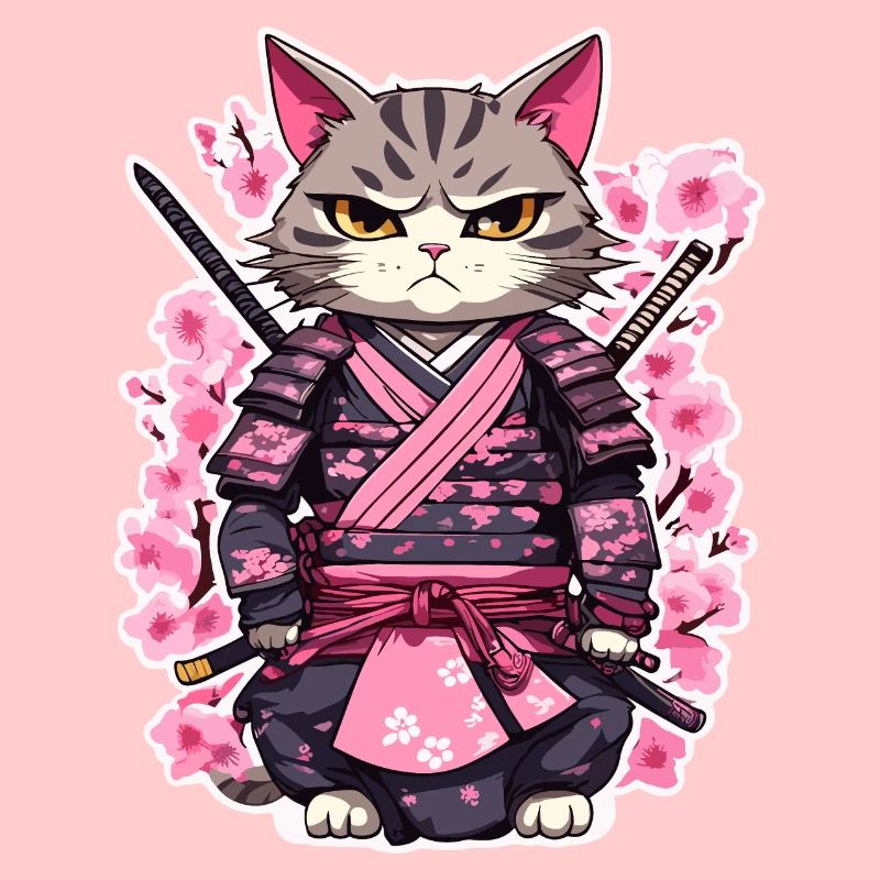 Samurai Katze & Kirschblüten #7