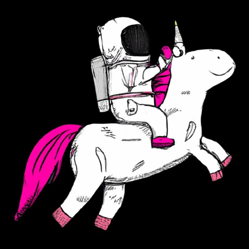 ASTRONAUT REITET AUF EINHORN