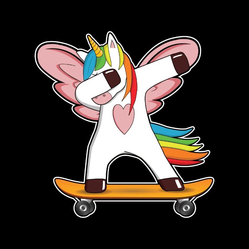dabbendes Einhorn Flügel Skateboard Geschenk