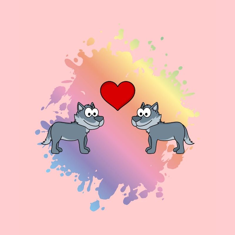 Wolf Comic Paar Liebe