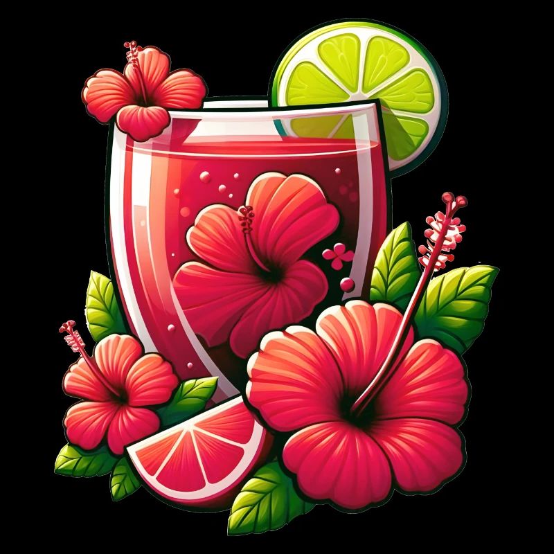 Red hibiscus tea glass