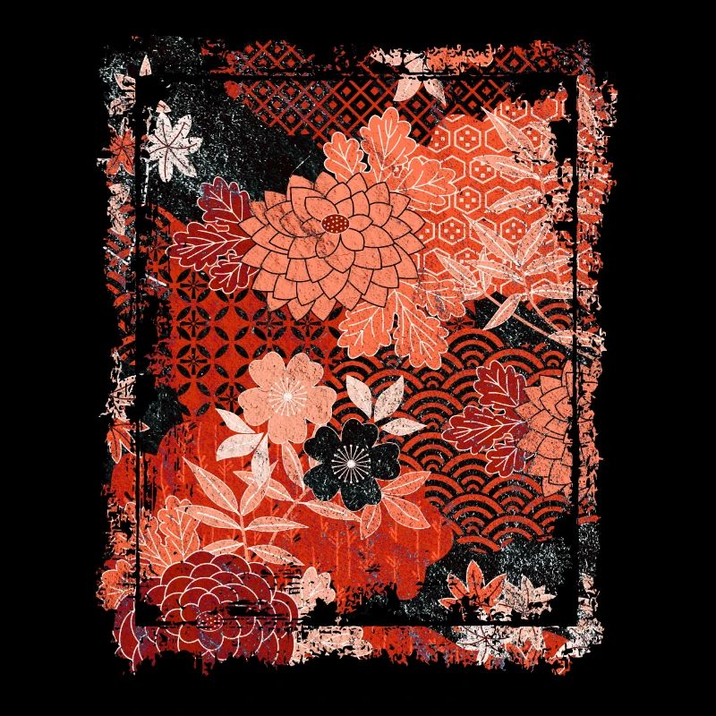 Japanese Floral Pattern Chrysanthemum Cherry