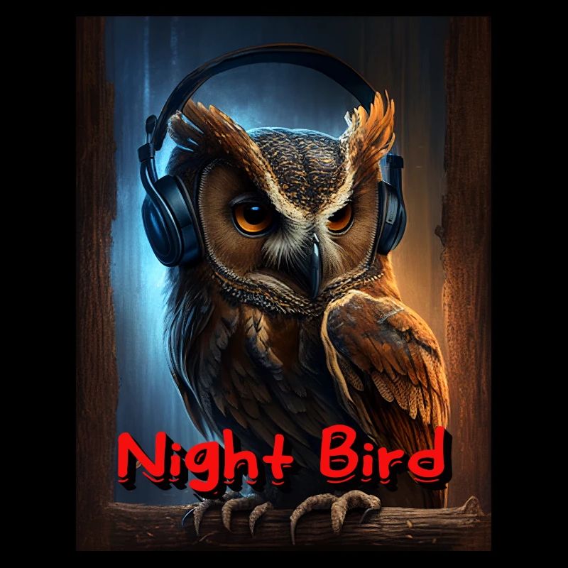 Nachteule mit Kopfhörer