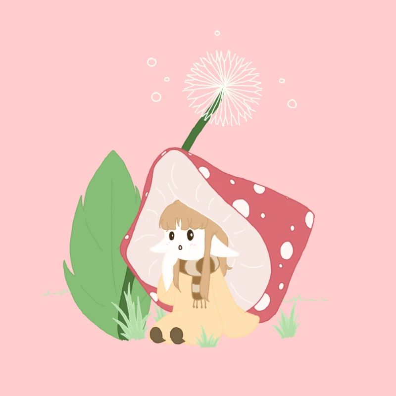 fille champignon en couleur