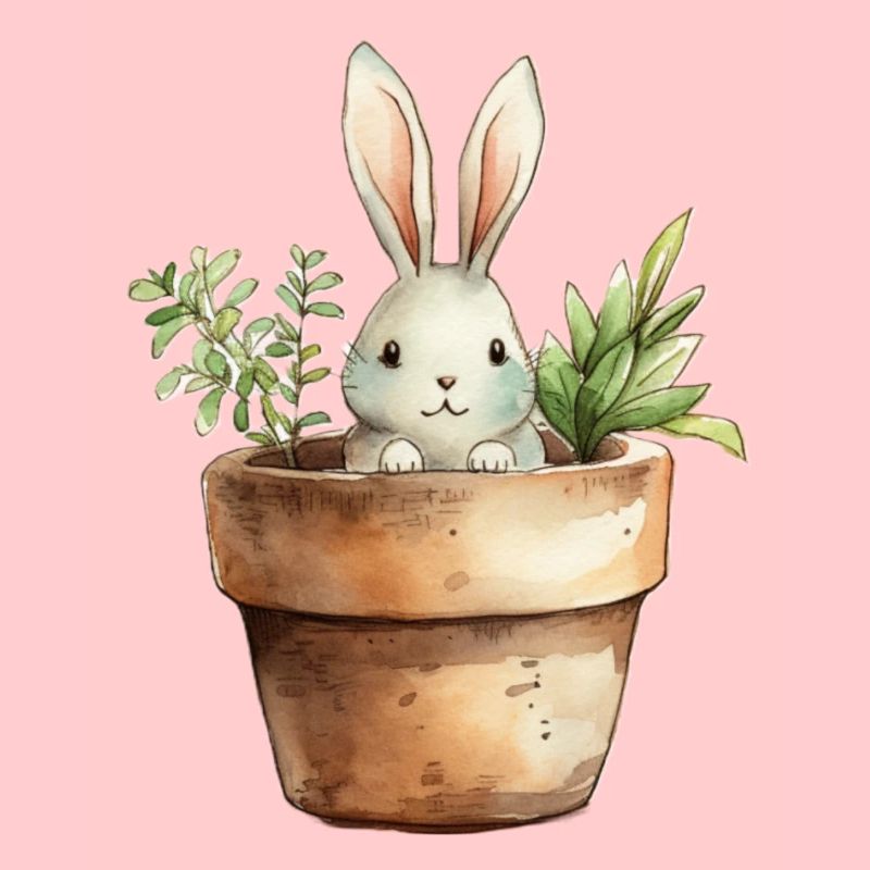 Rabbit in a flower pot - for the rabbit class