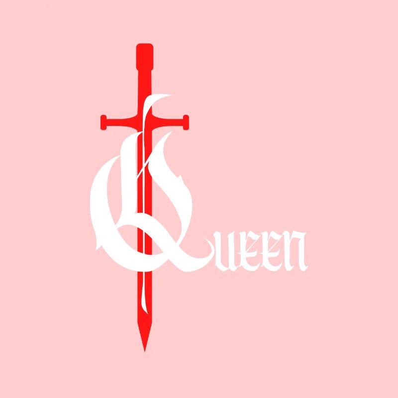 Gothique Queen Design avec épée avec texte blanc