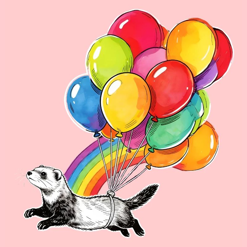 Frettchenballons und Regenbogen