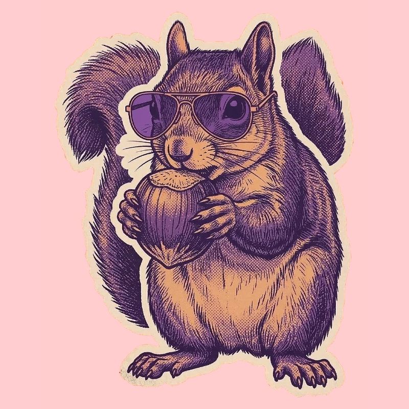 Eichhörnchen Mit Sonnenbrille Knabbert Haselnuss