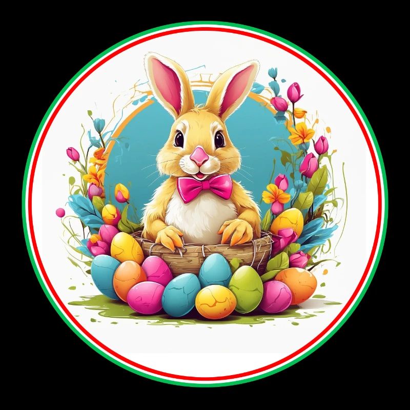 Cute Easter bunny in Easter basket