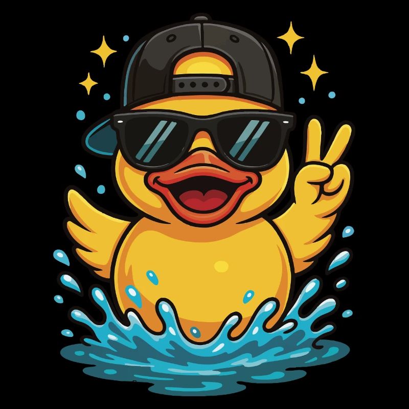 Coole Gummiente Sonnenbrille Peace Zeichen Wasser