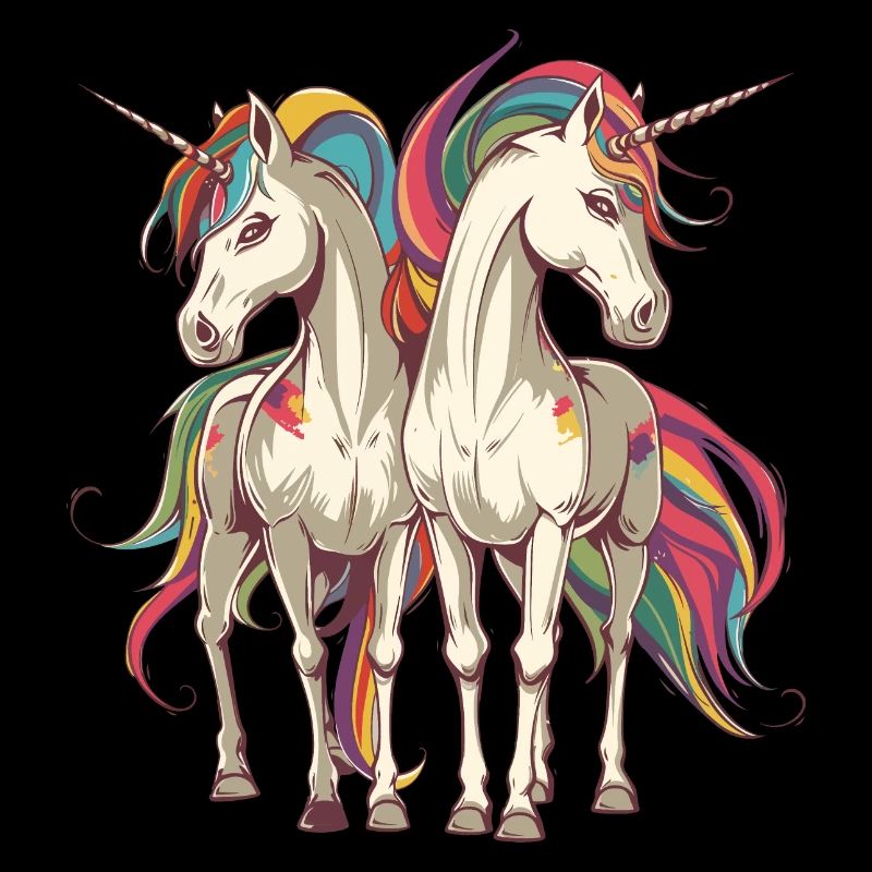 Buntes Einhorn-Duo