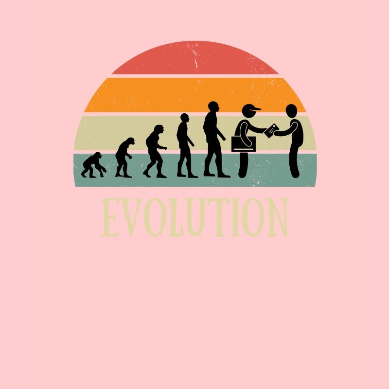 evolution vintage postman humor mail man