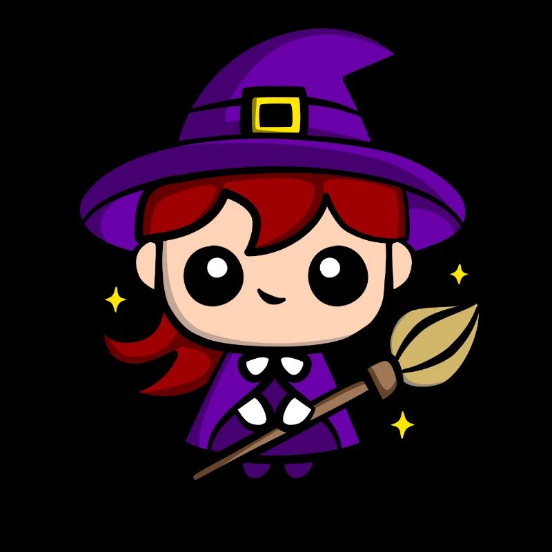 Mignonne sorcière Chibi | Conception mignonne de sorcière d’Halloween