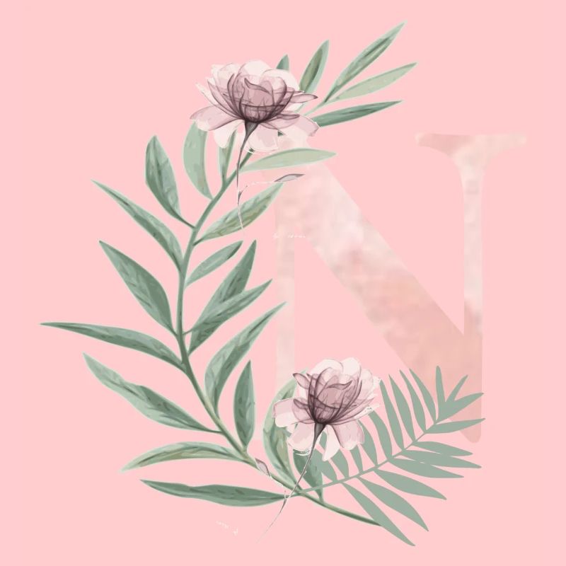 Buchstabe N mit Blumen