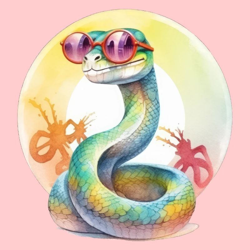 Serpent cool coloré avec des lunettes de soleil