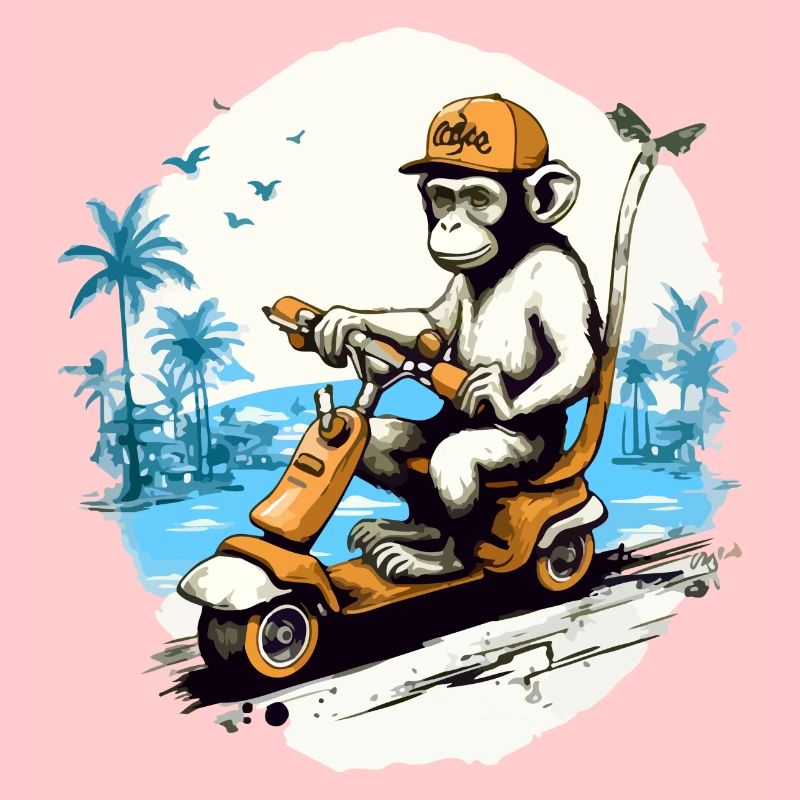 Zeze den Affen auf dem Roller