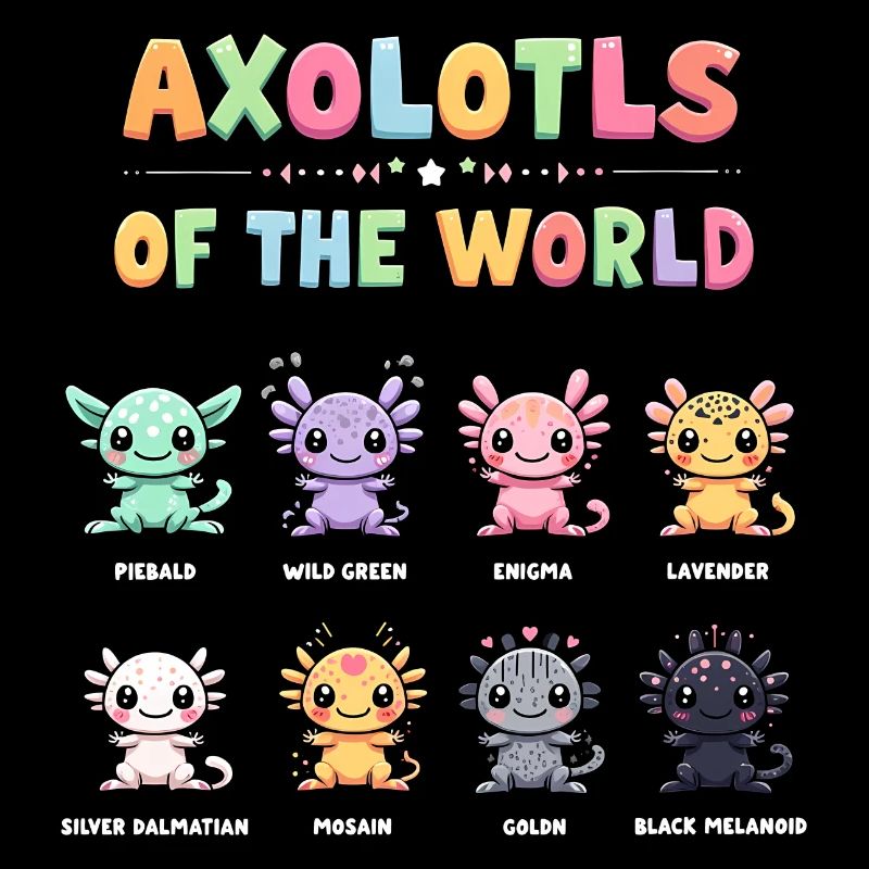 Axolotls du monde Kawaii Types d’axolotls