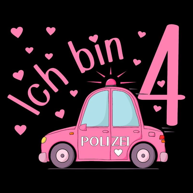 Polizeiauto Ich bin 4 Geburtstag Rosa