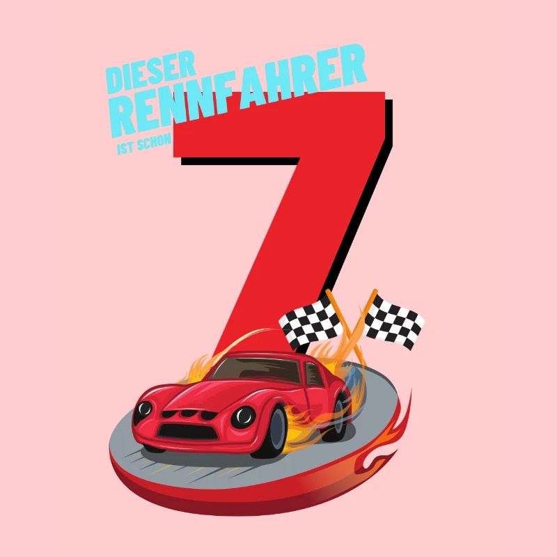 Rennfahrer 7 Jahre Geburtstagsshirt