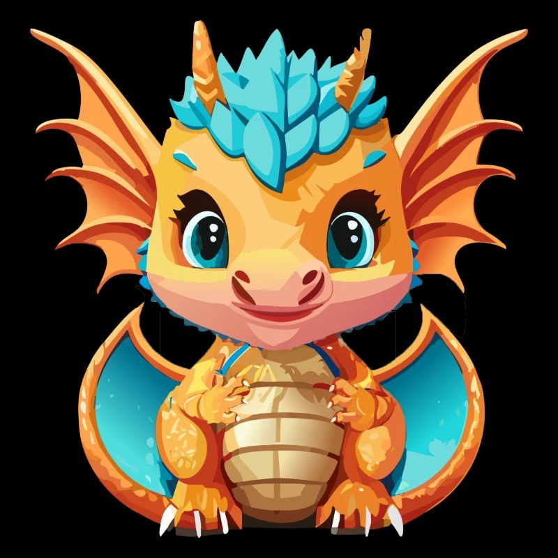 Drachen Blau Orange