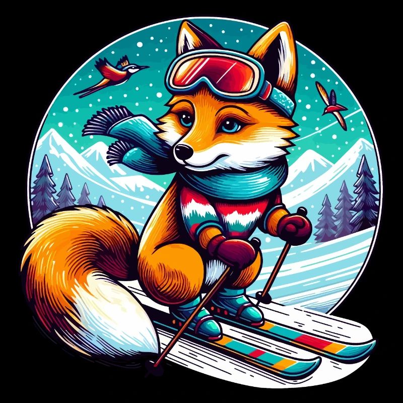 Fuchs mit Ski