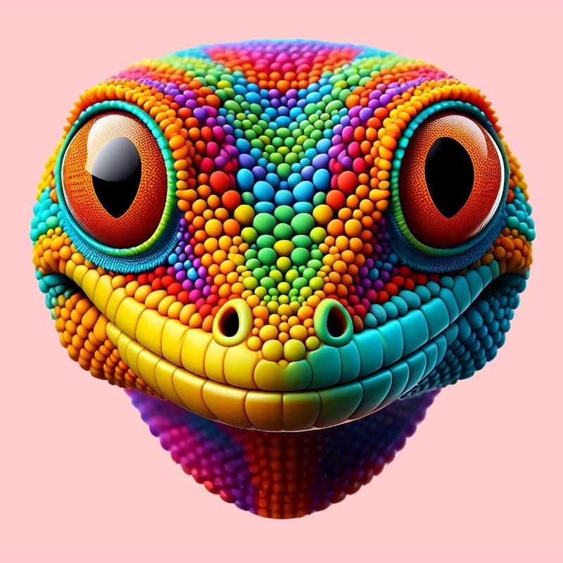 Tête de gecko colorée 1