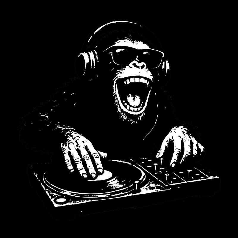 Singe DJ cool à la table de mixage