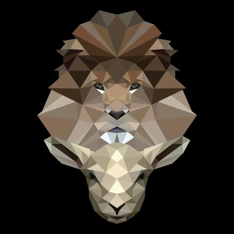 Löwe & Lamm - Lion & Lamb - Poly Design - Jesus