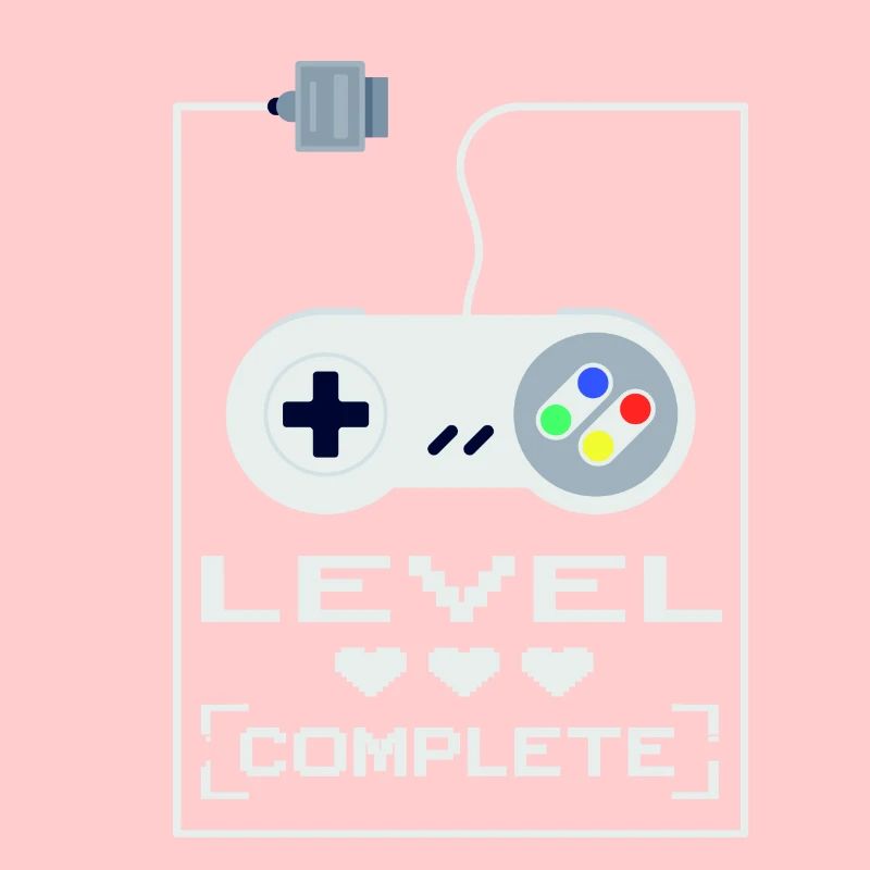 Super NES Controller Level Completed Gaming Design